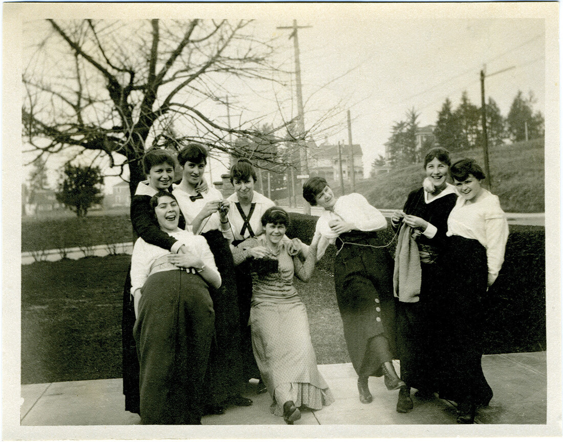 Archieved Photograph of a Female knitting circle, c. 1914